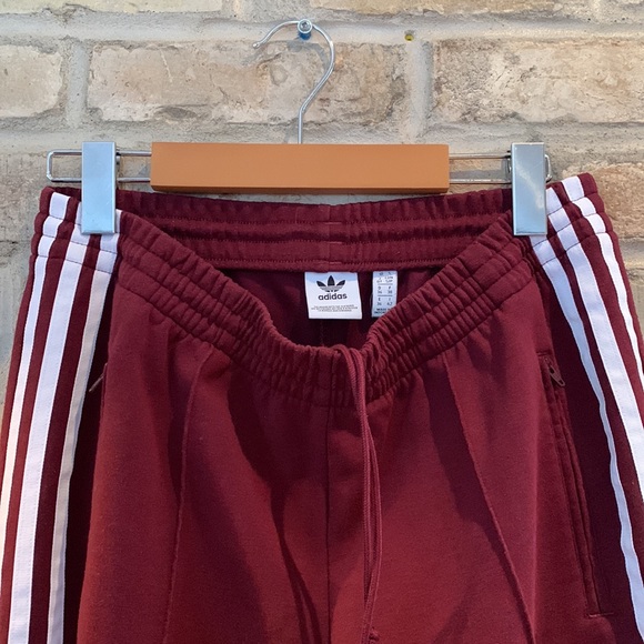 Burgundy Adidas Three Stripe Joggers - Picture 4 of 4
